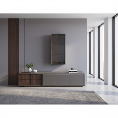 Designer woonkamerset TV-meubel met exclusief wandrek plank 2-delig.