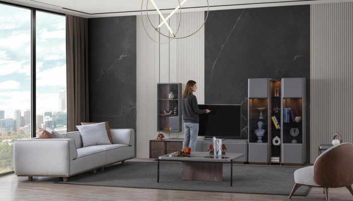 Ontwerper woonkamerset 7-delig. Moderne woonwanden woonkamer wandkast.