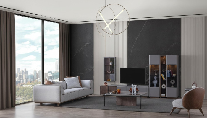 Ontwerper woonkamerset 7-delig. Moderne woonwanden woonkamer wandkast.