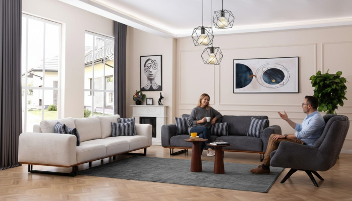 Ontwerp bankstel woonkamerset Moderne sets 4+3+1 zitplaatsen 3-delig.