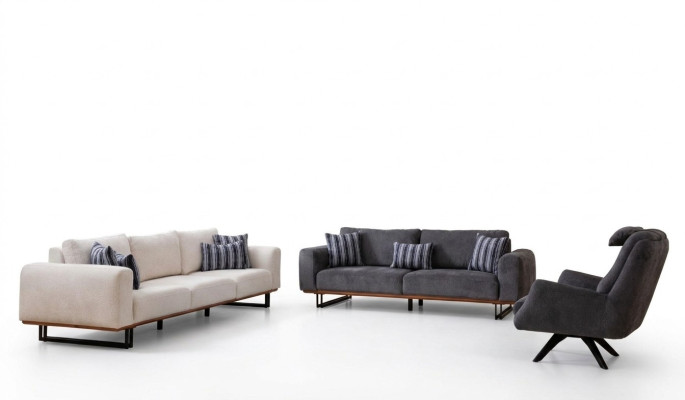 Ontwerp bankstel woonkamerset Moderne sets 4+3+1 zitplaatsen 3-delig.