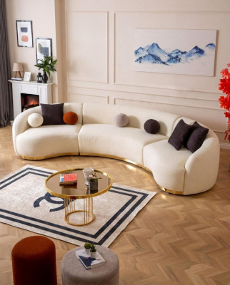 Ontwerper Ronde bank Witte hoekbank Moderne meubels in woonkamer Luxe