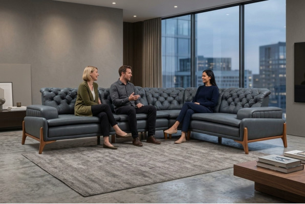 Luxe hoekbank L-vorm met audiosysteem Modern grijs meubels kunstleer