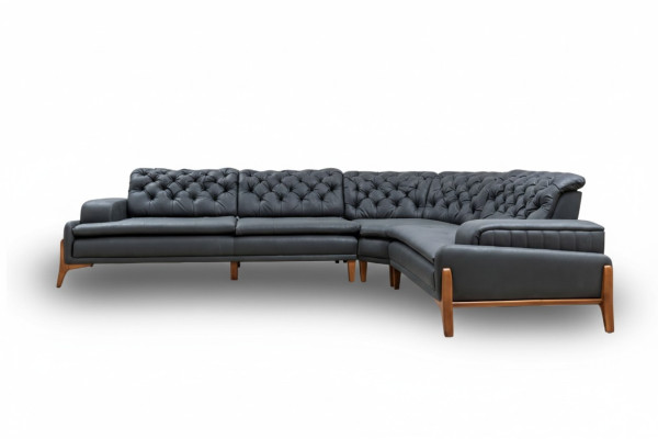 Luxe hoekbank L-vorm met audiosysteem Modern grijs meubels kunstleer