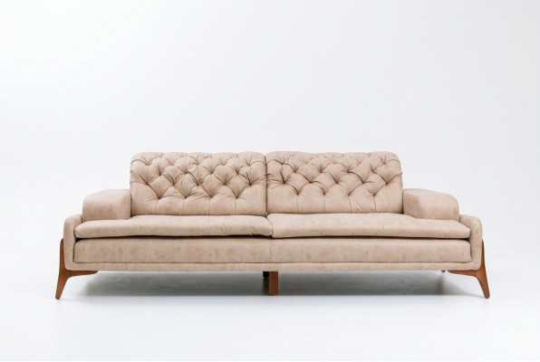 Moderne bank 3-zits ontwerper in beige kleur, stijl 240 cm woonkamer beige banken