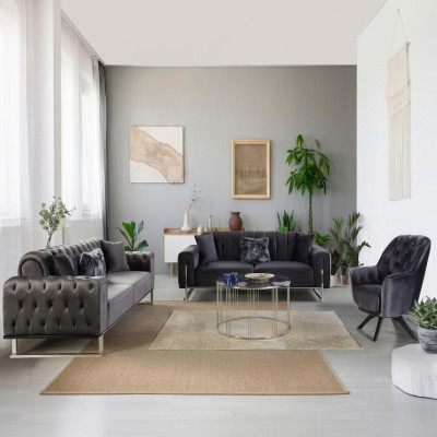 Designer Woonkamerset Bankstel 3+3+1 Zitsmeubilair Set van 3 delen.
