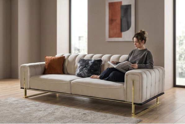 Bankstel 3-zits Modern Meubilair Beige Kleur Woonkamer Luxe Bankstellen 240cm