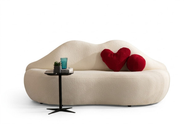 Ontwerper 3-zitsbank Wit Beige in de vorm van banken Bankenlippen stijlvol