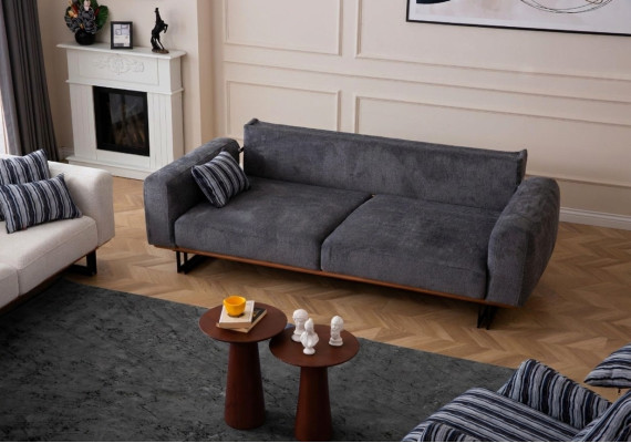 Bank 230cm Zitkussen 3-zits Bank Grijs Designmeubels Woonkamer