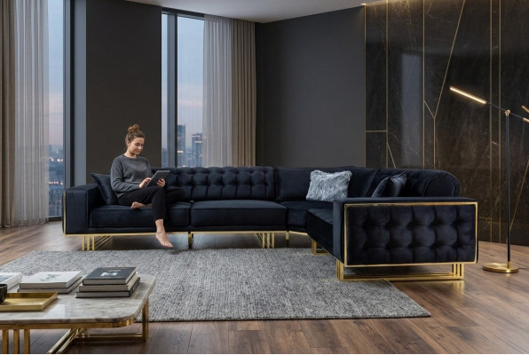 Exclusieve hoekbank Modern L-vorm Designer stijl meubels Woonkamer hoekbank