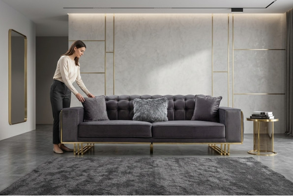 bank Luxe meubels Woonkamer Voeten 240cm Bank Banken 3-zits