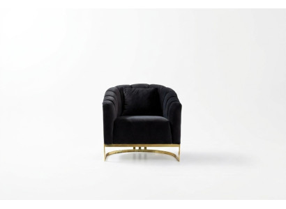 Exclusieve fauteuil luxe zwarte elementen roestvrij staal lounge club meubels