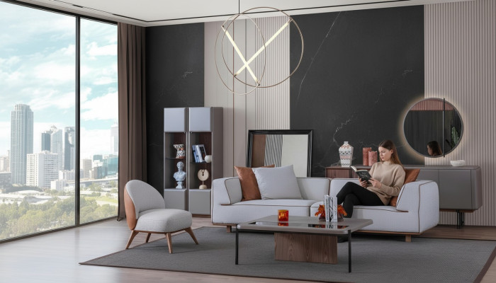 Luxe woonkamerset Volledige inrichting Bank Dressoir Salontafel 5-delig