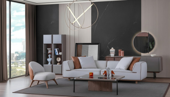 Luxe woonkamerset Volledige inrichting Bank Dressoir Salontafel 5-delig