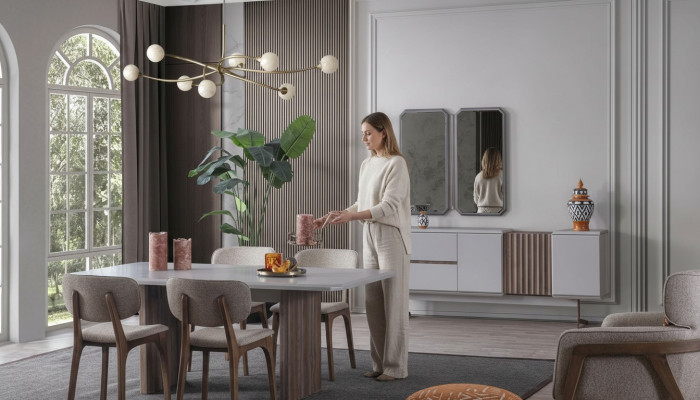 Eetkamerset Eettafel Groep Tafel Stoelen 8-delig Modern Meubel Eetgroep