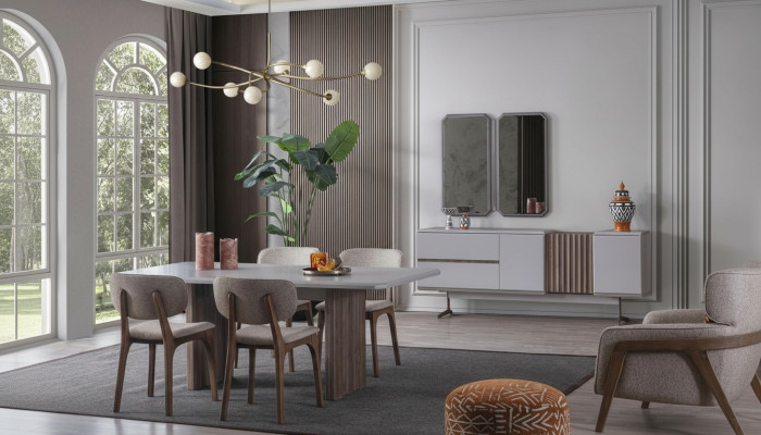 Eetkamerset Eettafel Groep Tafel Stoelen 8-delig Modern Meubel Eetgroep