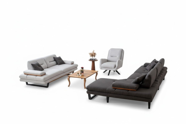 Moderne bankstel 3 + 1 zits en hoekbank L-vormig designermeubilair nieuw