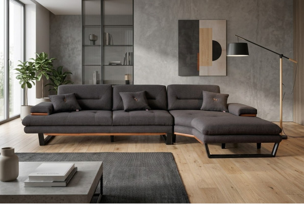 Ontwerper grijs hoekbank L-vorm modern meubilair woonkamer hoekbank sofa.