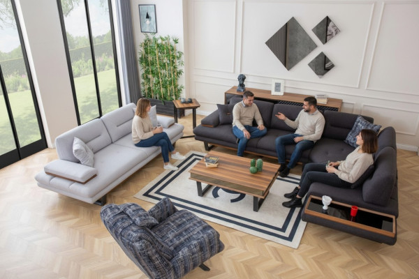 Stijlvolle set woonkamer Moderne bankstel hoekbank 3 delig bankstellen