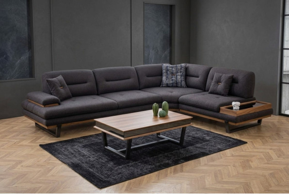Stille hoekbank L-vorm Grijs Luxe in woonkamer Design hoekbankstellen Banken