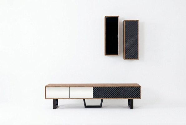 Wandmeubel woonkamerset TV-standaard 2x hangkast Designer woonwanden