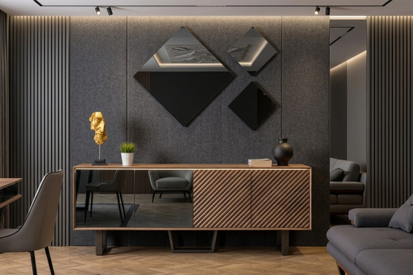 Designer eetkamerset 4-delig dressoir met 3 spiegels Moderne stijl nieuw
