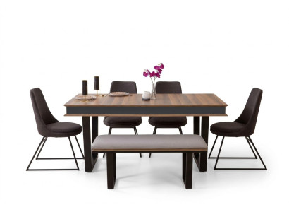 Eetkamerset Eettafel 4x Stoelen Bank Dressoir Eetgroep 3x Spiegels 10 stuks