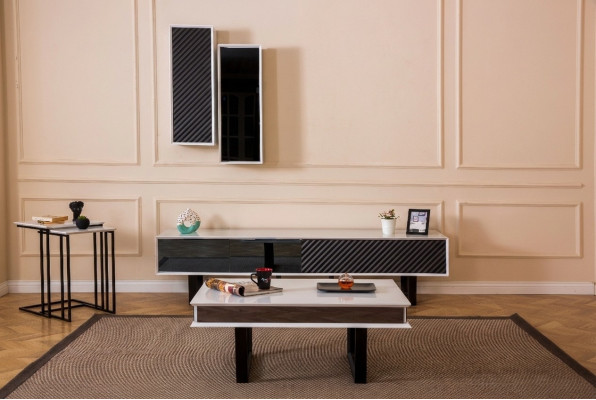 Modern woonkamerset 6-delig tv-standaard design wandkast hout meubilair