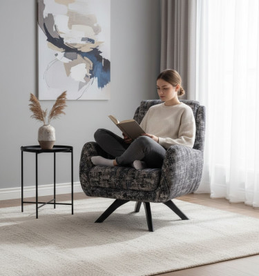Ontwerper fauteuil woonkamer luxe meubels grijs stijl eenzitter lounge club