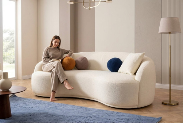 Design Bank Half Ronde Banken Luxe Bank Beklede Meubelen 4-Zits xxl groot