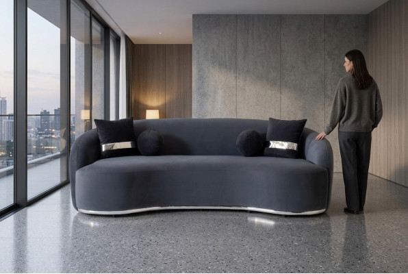 Designer Bankstel 4-zits Zwarte Banken Banken Groot xxl Zitmeubilair 250cm