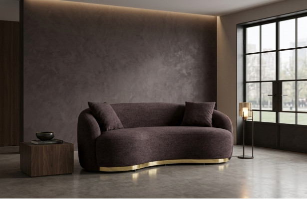 Woonkamermeubels Luxe bankstel 3-zits Ontwerp Bruin zachte bankbekleding Textiel 230cm