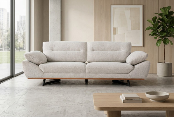 Komfort Designer Bank 3-zits Bank Gestoffeerde Banken Design Wit in Woonkamer