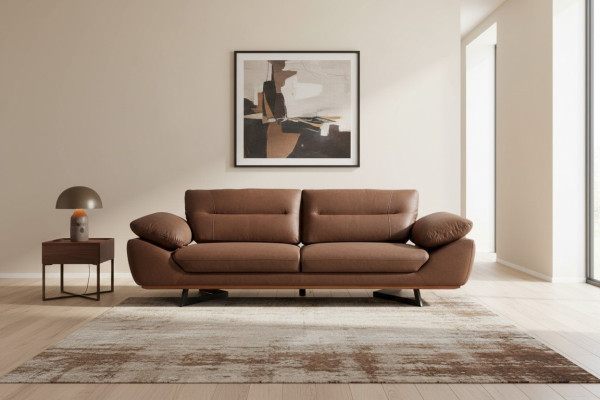 Moderne Designer Bank 3-zitsbank 240cm xxl Bank Bekleding Banken Ontwerp Bruin