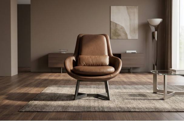 Designer fauteuil 1-zits kunstleer bankstoel gestoffeerde fauteuil design bruin
