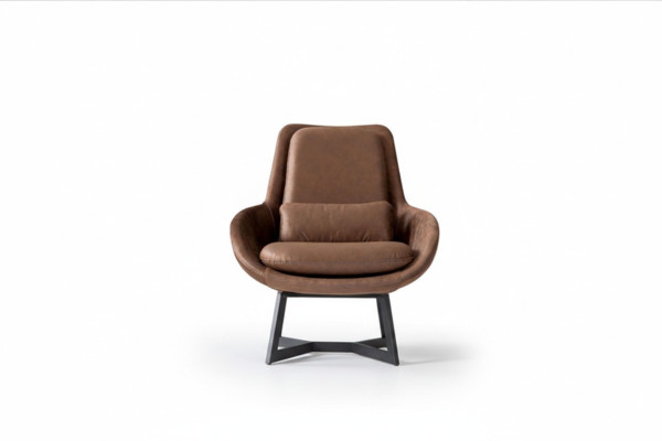 Designer fauteuil 1-zits kunstleer bankstoel gestoffeerde fauteuil design bruin