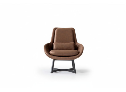Designer fauteuil 1-zits kunstleer bankstoel gestoffeerde fauteuil design bruin