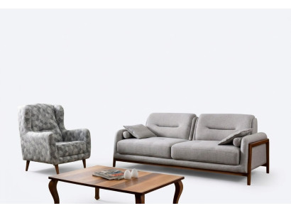 Set 2-delige woonkamersofaset Driepersoonsbank Modern Stoel Textiel