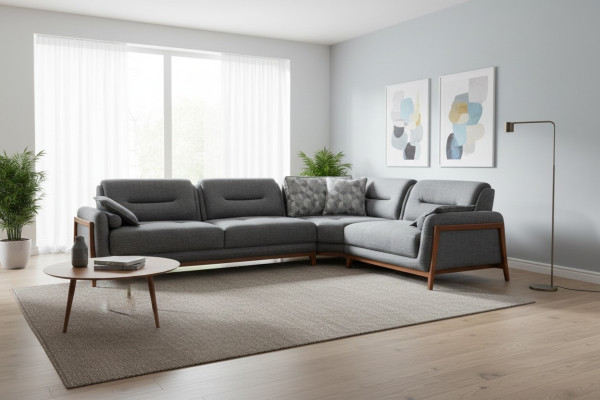 Ontwerper L-vormige luxe stoffen hoekbank woonkamersmeubels in de woonkamer