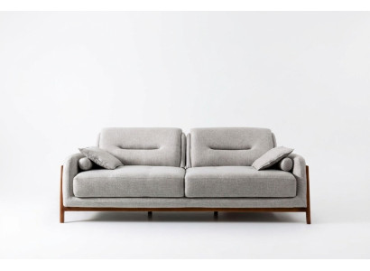 Luxe bank 3-zits bankstel meubels in moderne woonkamer gestoffeerd met textiel.
