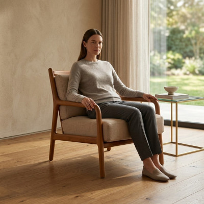 Moderne Beige Fauteuil Woonkamer Meubels Luxe Ontwerp Bekleding Kunstleer
