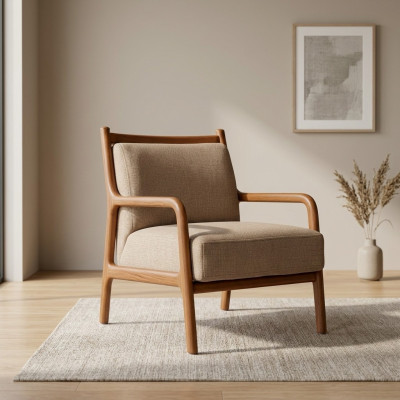 Moderne Beige Fauteuil Woonkamer Meubels Luxe Ontwerp Bekleding Kunstleer