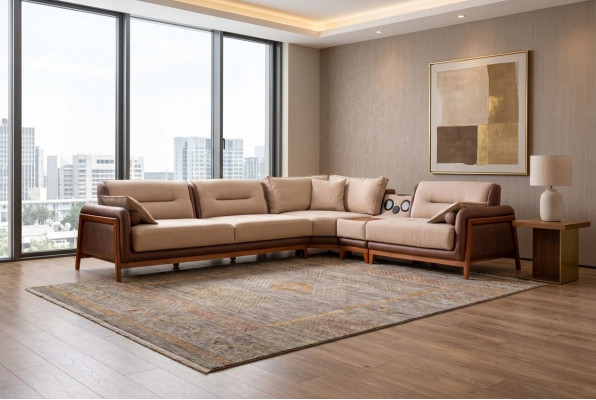 Luxe hoekbank L-vorm Beige Woonkamer Meubels Bank Multifunctioneel Bankstellen Modern