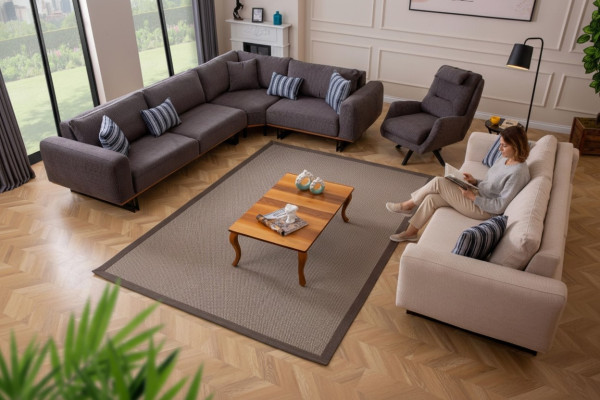 Designer woonkamer set Woonlandschap Hoekbank L-vorm 3 bank Fauteuil 3 delig
