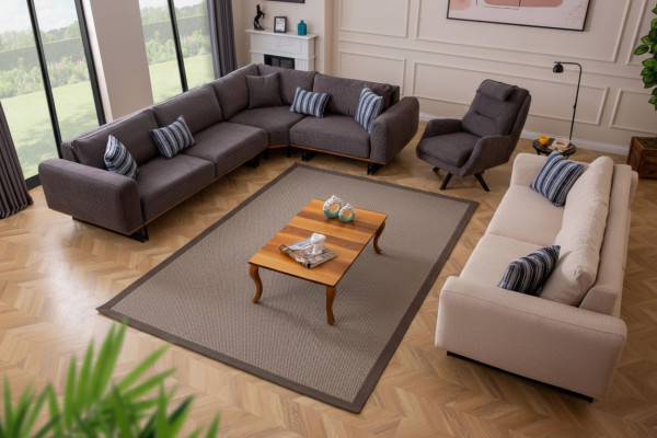 Designer woonkamer set Woonlandschap Hoekbank L-vorm 3 bank Fauteuil 3 delig