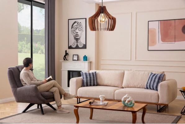 Luxe 2-delige woonkamerset Bankstel 3-zits met fauteuil Designbankstel