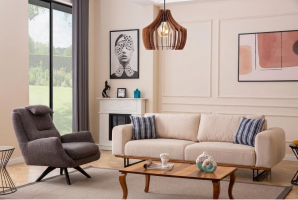 Luxe 2-delige woonkamerset Bankstel 3-zits met fauteuil Designbankstel