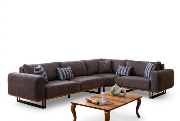 Ontwerper hoekbank L-vorm gestoffeerd stof Modern Bruin Luxe woonlandschap