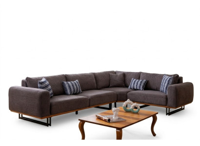 Ontwerper hoekbank L-vorm gestoffeerd stof Modern Bruin Luxe woonlandschap