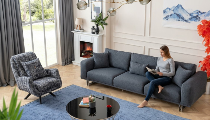 Bankstel 4+1 zits luxueus set banken fauteuils stoffen bekleding